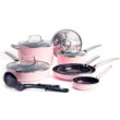 Blue Diamond Toxin-Free Ceramic and Dishwasher Safe 12-Piece Pots and Pans Cookware Set, Pink