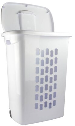 Sterilite Laundry Hamper with Lift-Top and Wheels, White (3 Pack)
