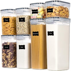 Suproot Kitchen Food Storage Containers Set, Kitchen Pantry Organization and Storage with Easy Lock Lids, 8 Pieces