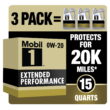 Mobil 1 Extended Performance Full Synthetic Motor Oil 0W-20, 5 qt (3 Pack)