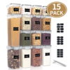 WEPSEN Airtight Food Storage Containers Set with Lids, 15 Pieces Kitchen Pantry Organization and BPA Free Plastic Canisters Include 24 Labels