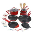 The Pioneer Woman Frontier Speckle 24-Piece Aluminum Non-stick Cookware Combo Set, Red