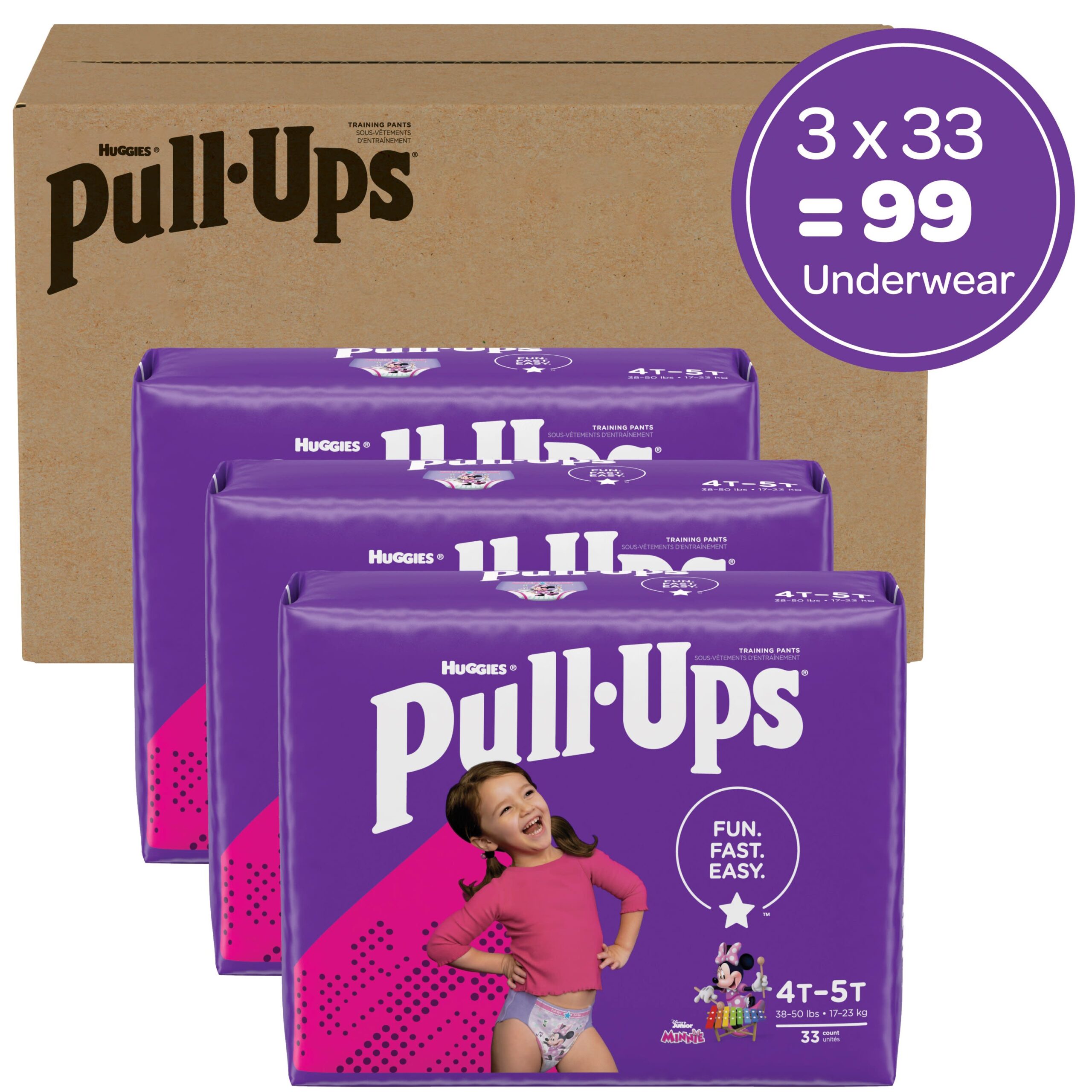 Huggies Pull-Ups Girls' Potty Training Pants, 99 Count, 4T-5T (38