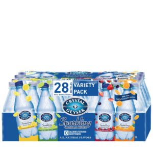 Crystal Geyser Mineral Water, 28ct. Variety Pack, 4 Flavors 18oz. Bottles, No Artificial Ingredients, Sweeteners, No Calorie (Pack Of 28)