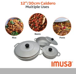 Imusa 3Pieces Colombian Cast Aluminum Caldero or Dutch Oven Set with Lid