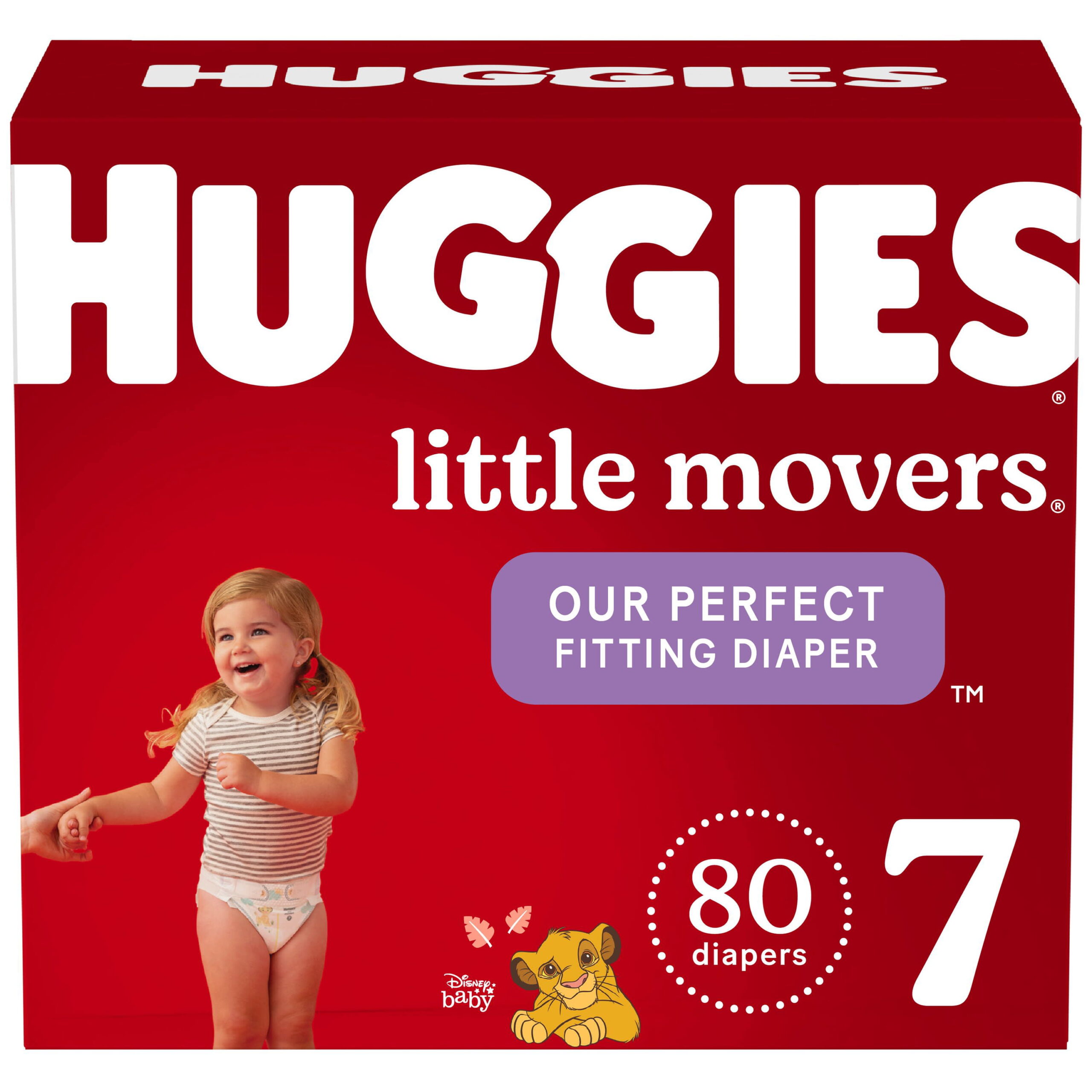 HUGGIES Baby Diapers Size 7 Ct Little Movers, White, 80 Count