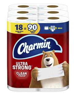 Charmin Ultra Strong Clean Touch Toilet Paper, 18 Family Mega Rolls, 90 Regular Rolls