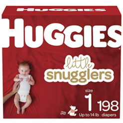 Huggies Little Snugglers Baby Diapers, 198 Ct, Size 1 (up to 14 lb.)