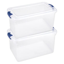 Homz 66-Qt Plastic Storage Boxes, Clear/Blue (Set of 2)