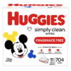  Huggies Simply Clean Unscented Baby Wipes, 11 Flip-Top Packs (704 Wipes Total), 2 pack
