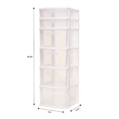 Homz 6-Drawer Medium Tower, White, Set of 1