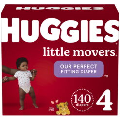 Huggies Little Movers Baby Diapers, 140 size 4 (22-37 lbs)
