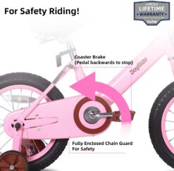 JOYSTAR Vintage 12 & 14 & 16 Inch Kids Bike with Basket & Training Wheels for 2-7 Years Old Girls & Boys (Green, Beige & Pink)