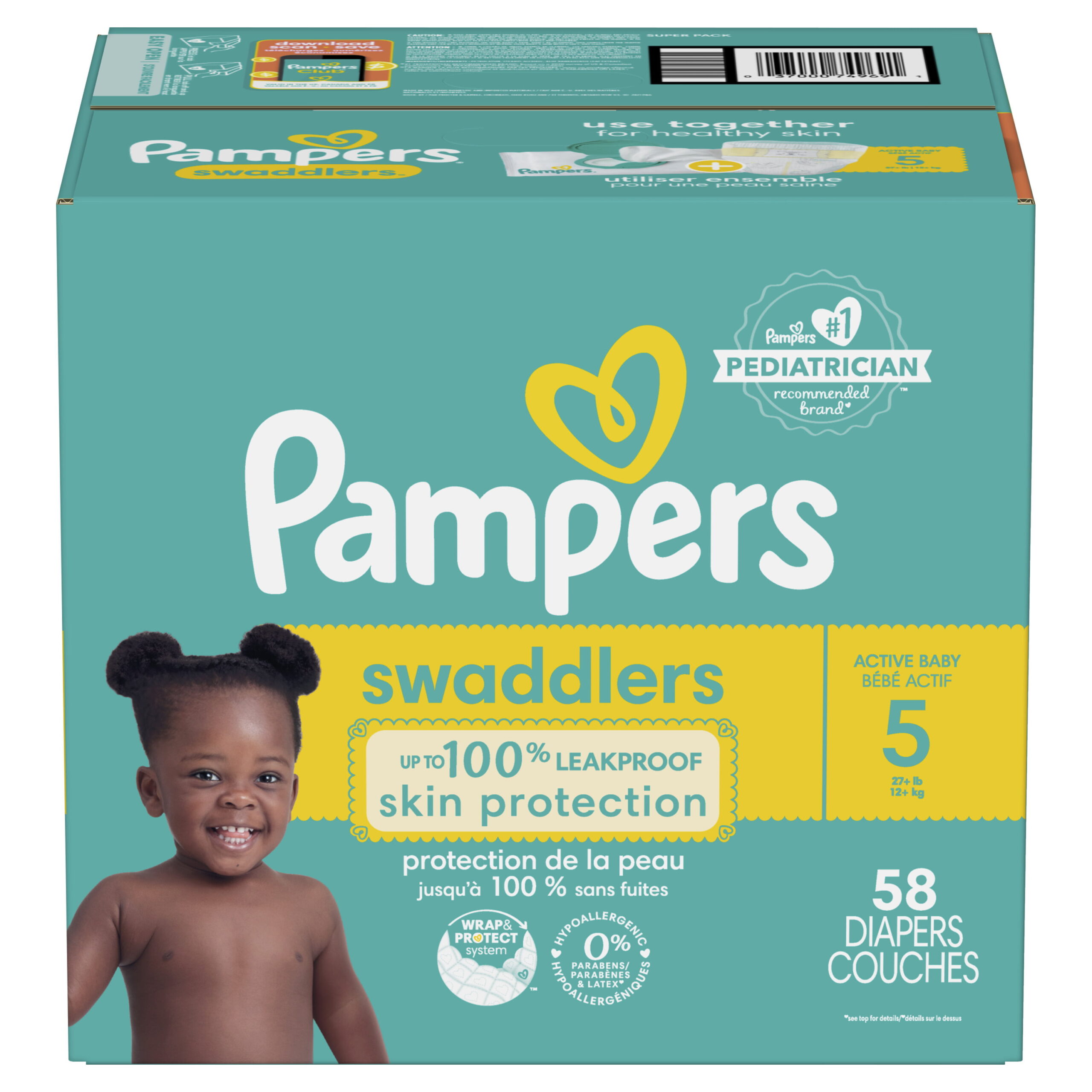 Pampers Swaddlers Talla 5, 58 Pañales - Superunico - El