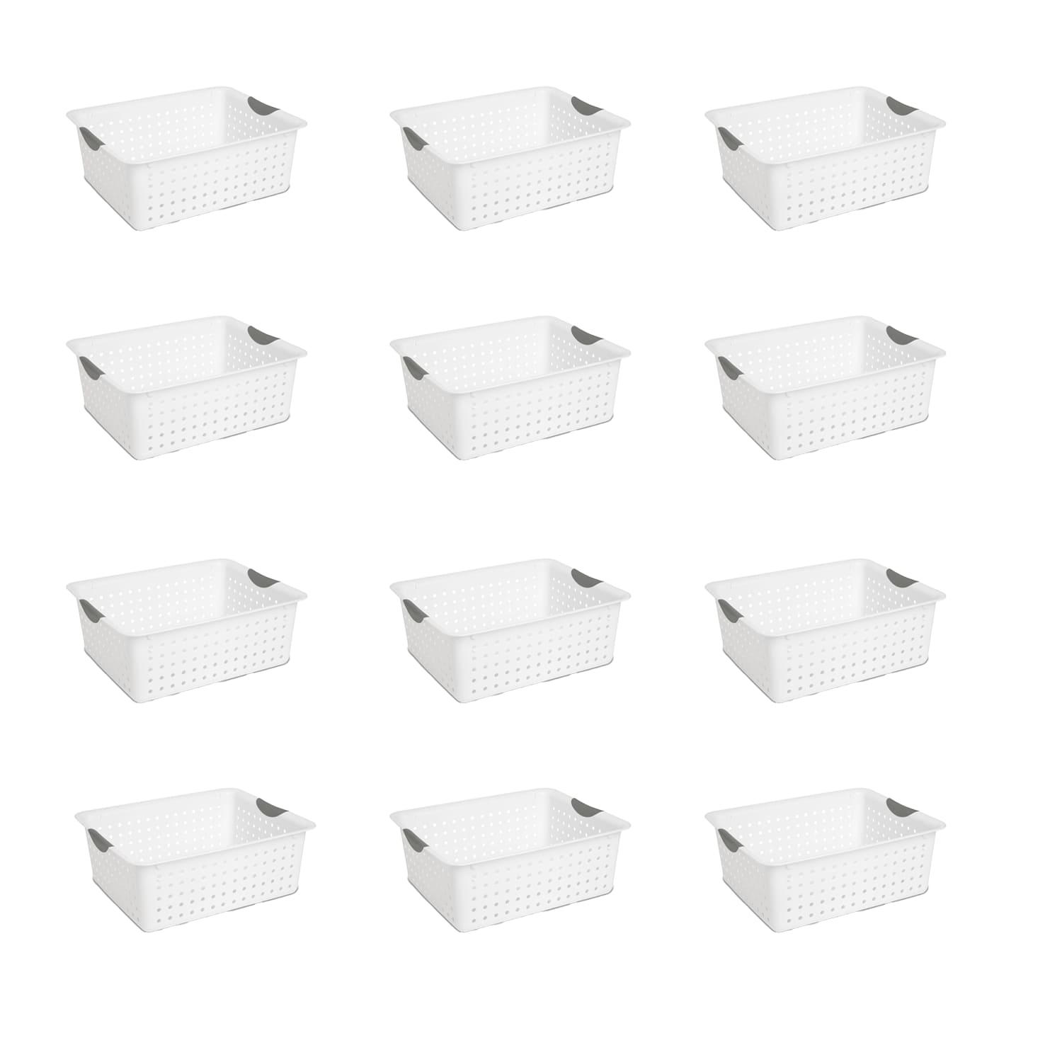Sterilite Large Ultra Plastic Storage Baskets w/ Handles, White, 30 Pack 