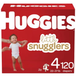 Huggies Little Snugglers Hypoallergenic and Latex-Free Diapers, 120 Count, Size 4 (22-37 lb.)