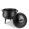 Bruntmor | Cast Iron Pre-Seasoned Potjie African Pot 6 Quarts With Wooden