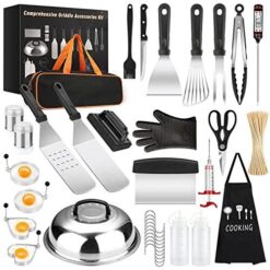 ADMIAM Griddle Accessories Kit, 135 Pcs Griddle Grill Tools Set for Blackstone Camp Chef, Professional Grill BBQ Spatula Set with Basting Cover