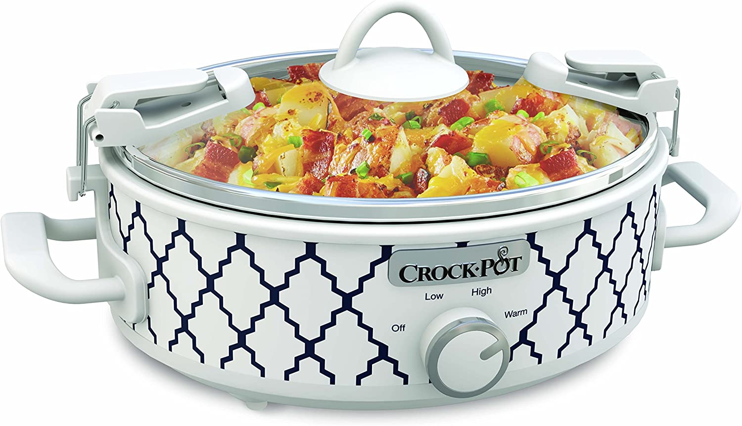 Crock-Pot 2.5-Quart Mini Casserole Crock Slow Cooker, White/Blue