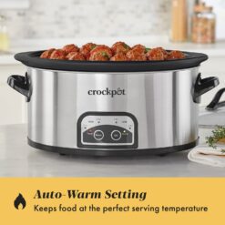 Crock-Pot 6 Quart Slow Cooker with Auto Warm Setting and Programmable Controls, Stainless Steel