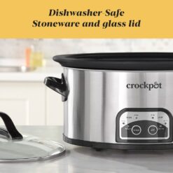 Crock-Pot 6 Quart Slow Cooker with Auto Warm Setting and Programmable Controls, Stainless Steel