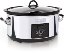Crock-Pot 7 Quart Slow Cooker with Programmable Controls and Digital Timer, Polished Platinum