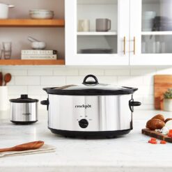 Crock-Pot Large 8 Quart Slow Cooker with Mini 16 Ounce Food Warmer, Stainless Steel