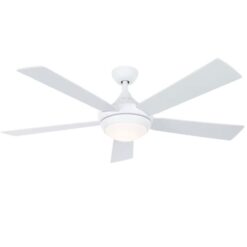 Fanimation Studio Collection LP8068LMW Aire Drop 52-in Matte White LED Indoor Ceiling Fan with Light Remote (5-Blade)
