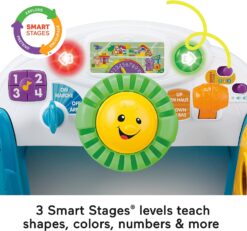Fisher-Price Laugh & Learn Crawl Around Car, Blue interactive play center with Smart Stages learning content for babies and toddlers ages 6 months and up
