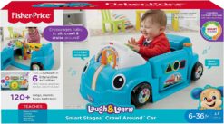 Fisher-Price Laugh & Learn Crawl Around Car, Blue interactive play center with Smart Stages learning content for babies and toddlers ages 6 months and up