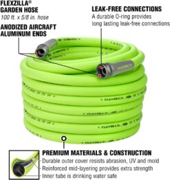Flexzilla Garden Hose 5/8 in. x 100 ft., Heavy Duty, Lightweight, Drinking Water Safe, ZillaGreen - HFZG5100YW-E