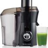 Hamilton Beach Juicer Machine, Big Mouth Large 3” Feed Chute for Whole Fruits and Vegetables, Easy to Clean, Centrifugal Extractor, BPA Free, 800W Motor, Black