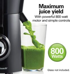 Hamilton Beach Juicer Machine, Big Mouth Large 3” Feed Chute for Whole Fruits and Vegetables, Easy to Clean, Centrifugal Extractor, BPA Free, 800W Motor, Black