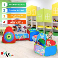 Hide N Side 5pc Kids Ball Pit Tents and Tunnels, Toddler Jungle Gym Play Tent with Play Crawl Tunnel Toy