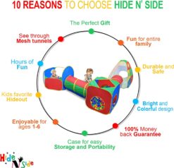 Hide N Side 5pc Kids Ball Pit Tents and Tunnels, Toddler Jungle Gym Play Tent with Play Crawl Tunnel Toy