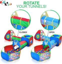 Hide N Side 5pc Kids Ball Pit Tents and Tunnels, Toddler Jungle Gym Play Tent with Play Crawl Tunnel Toy