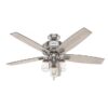 Hunter Lincoln 52-in Brushed Nickel LED Indoor Downrod or Flush Mount Ceiling Fan with Light (5-Blade)