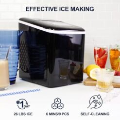 Koolatron KIM26B 26-lb Flip-up Door Portable/Countertop For Commercial Use Cubed Ice Maker (Black)