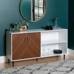 Walker Edison LW58BMHPASSW Transitional White TV Stand (Accommodates TVs up to 60-in)