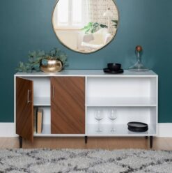 Walker Edison LW58BMHPASSW Transitional White TV Stand (Accommodates TVs up to 60-in)