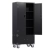 Hephastu HD-MD-GDL-B 32.3 in. W x 72 in. H x 16 in. D Metal Rolling Storage Cabinet with Drawer, Rivet Style Freestanding Cabinet in Black
