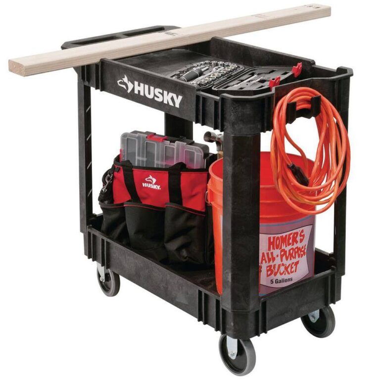 Husky 4101130111 2Tier Plastic 4Wheeled Service Cart in Black with