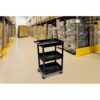 Luxor STC111-B 24 in. x 18 in. 3 Tub Shelf Plastic Cart, 4 in. Casters in Black