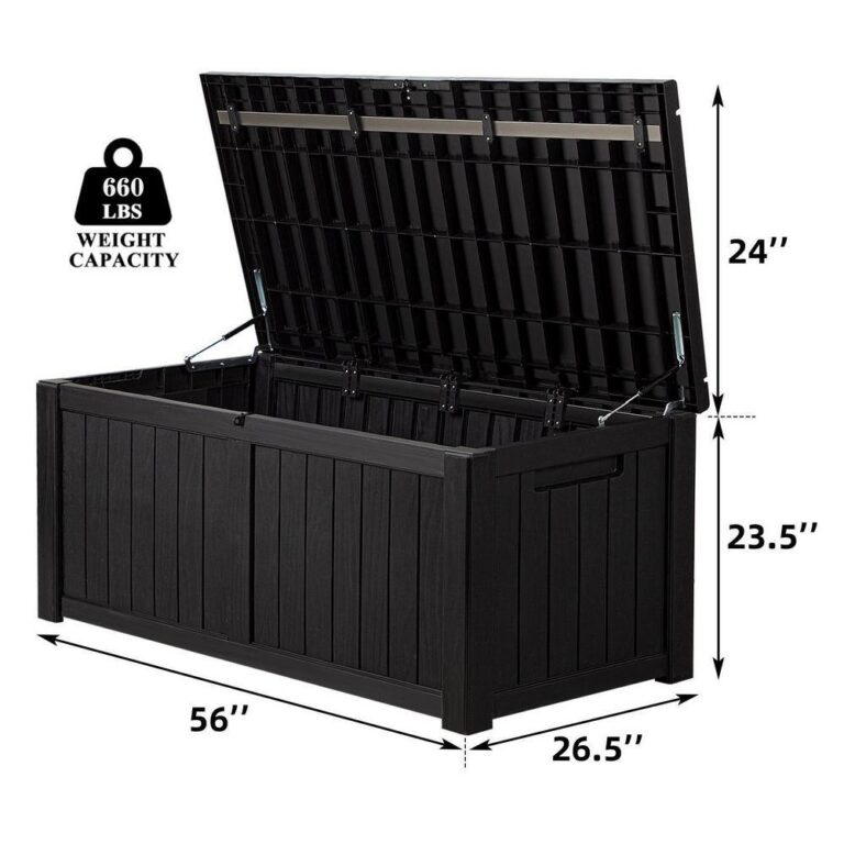 Tozey TPSB1450W0 120 Gal. Outdoor Storage Box Plastic Resin Deck Box