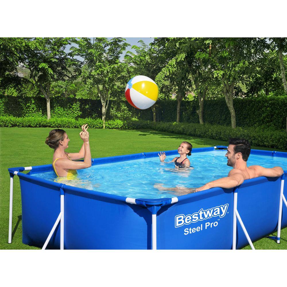 Bestway 56512E-BW Pro 13 Deep Rectangular ft. 7 Swimming Pool Ground Metal Above Frame x 32 in. ft