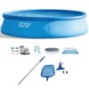 Intex 26175EH + 28002E 18 ft. Round 48 in. D Inflatable Pool Set with Cleaning Maintenance Swimming Pool Kit