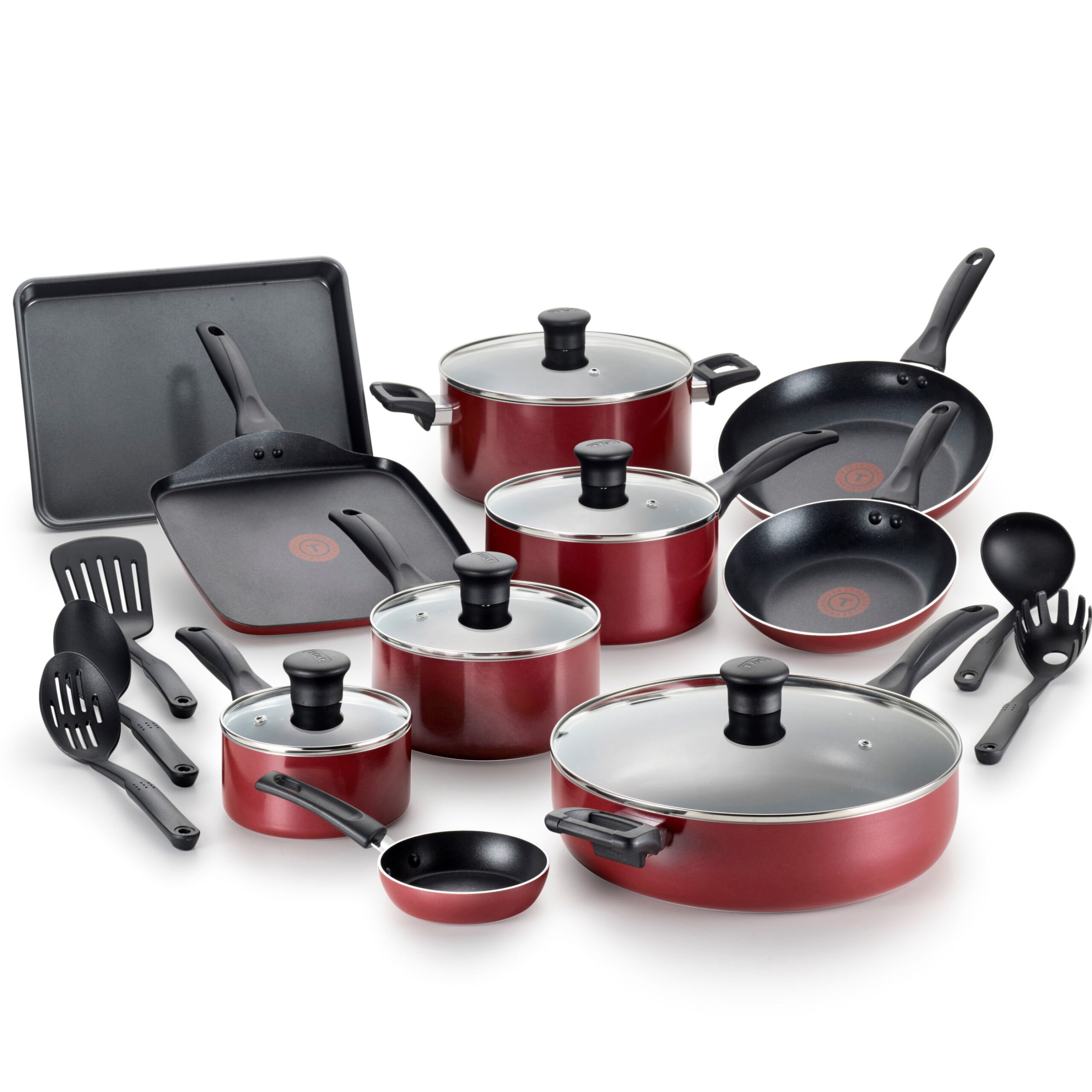 T-fal Easy Care Nonstick Cookware, Jumbo Cooker, 5 Quart, Red