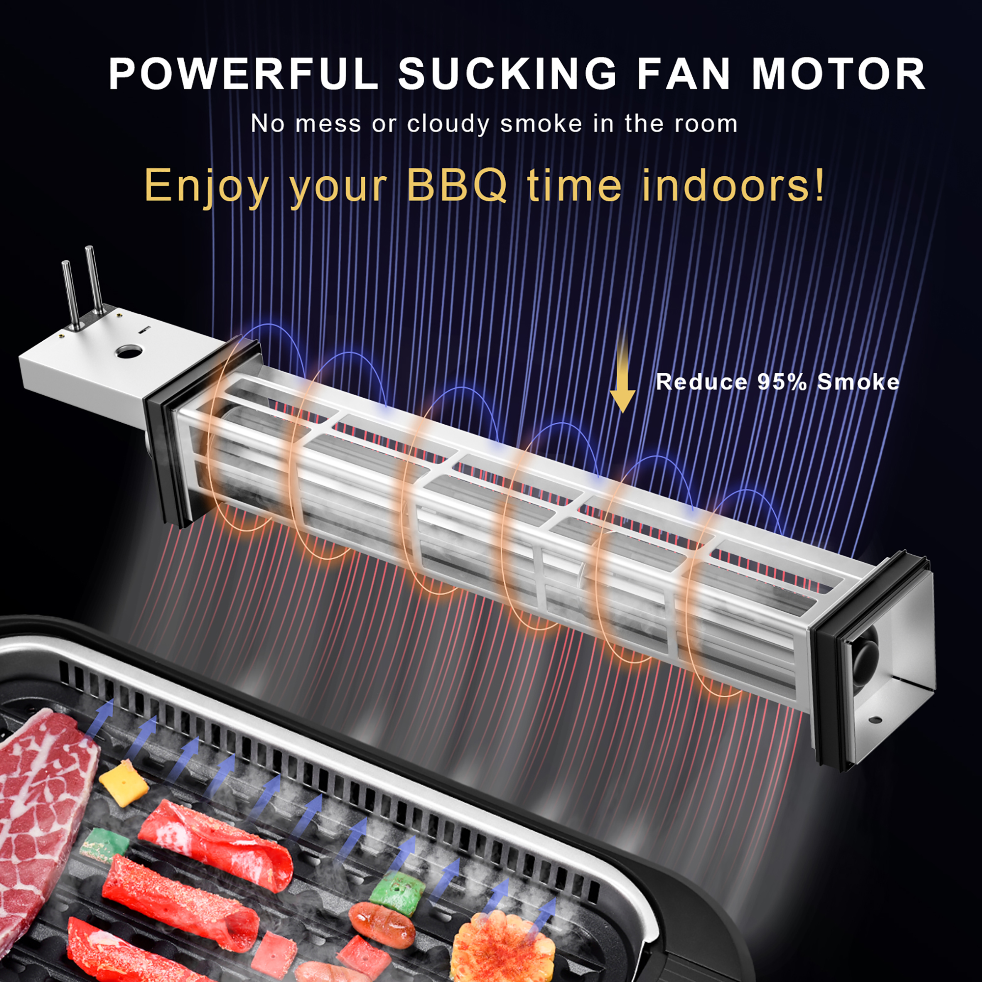 Smokeless Portable BBQ Grill with Turbo Smoke Extractor