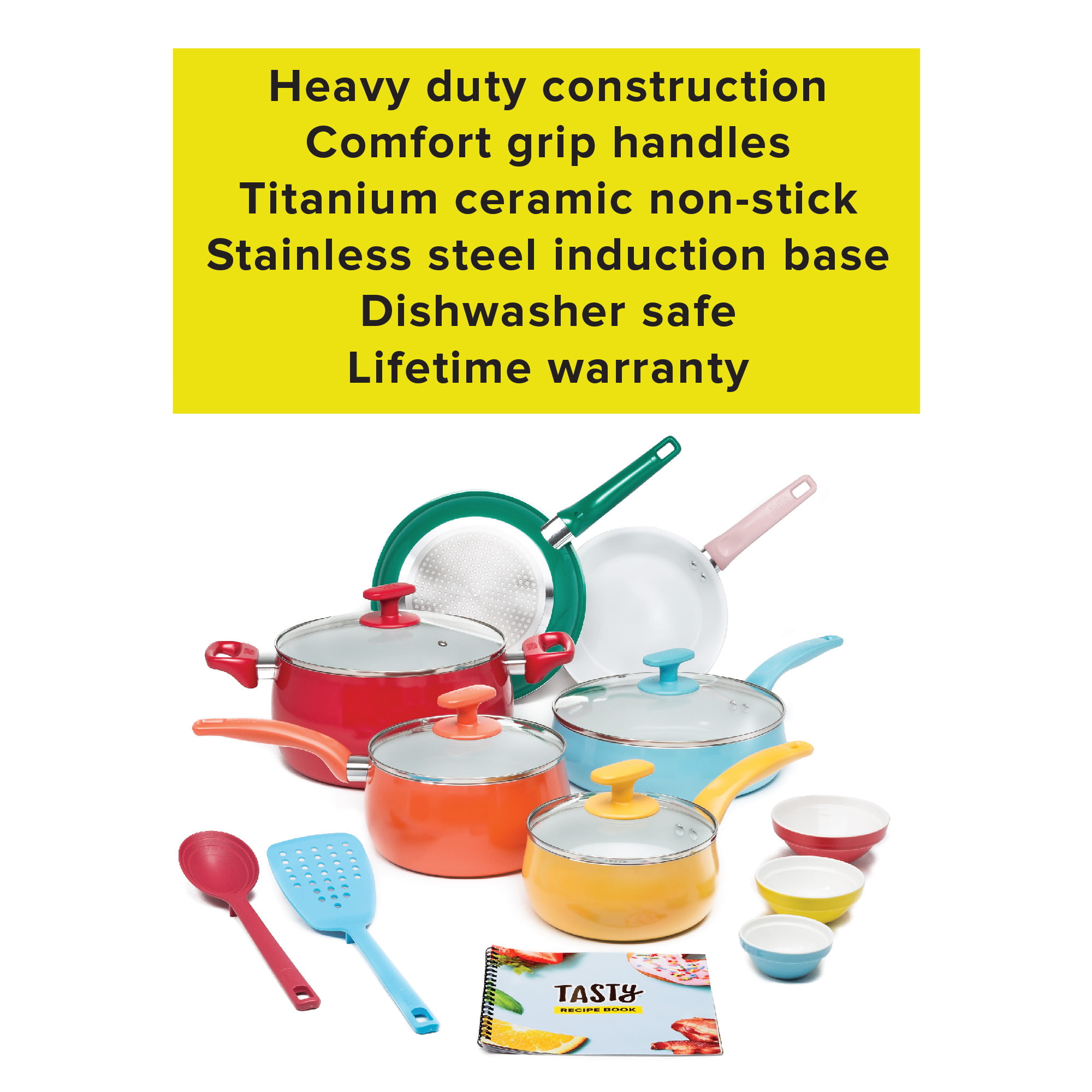 Tasty 30 Piece Heavyweight Non-Stick Ceramic Cookware Set - Includes Google  Home Mini
