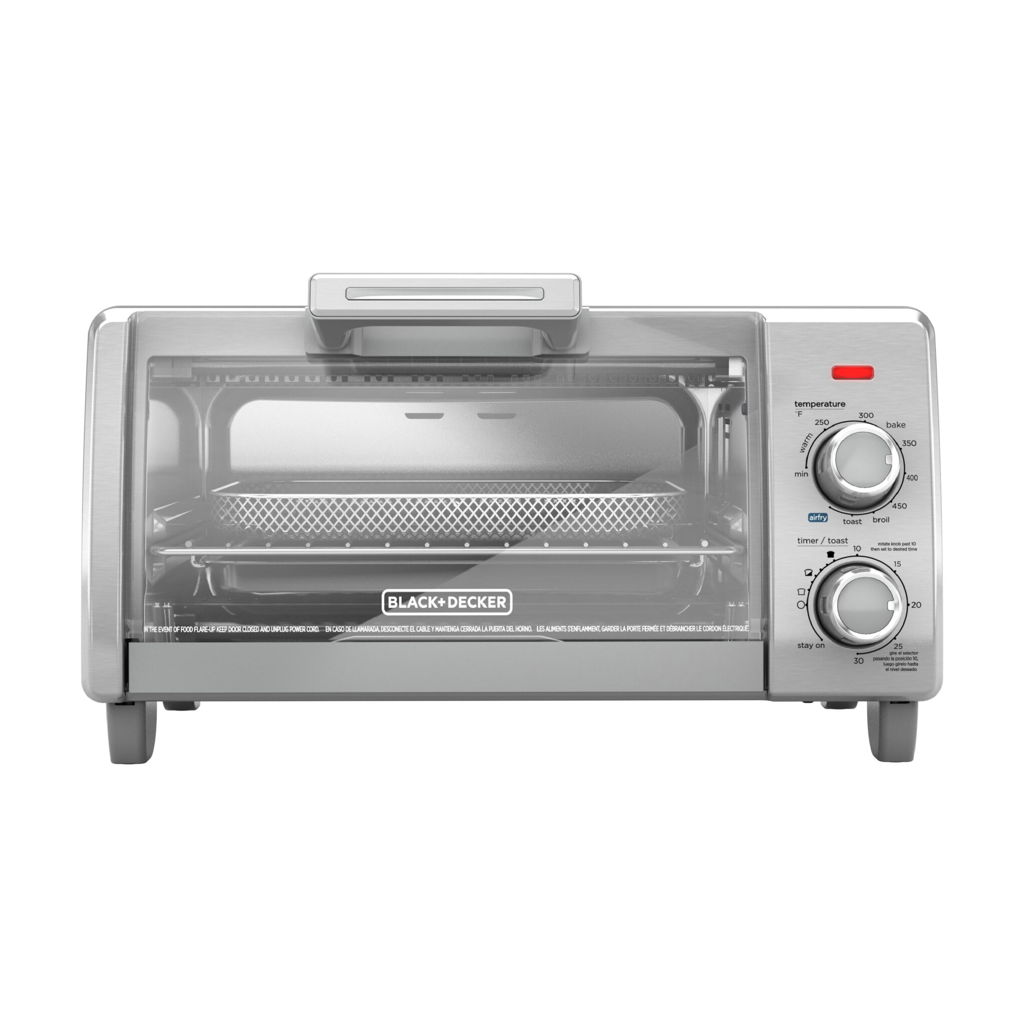 BLACK+DECKER Crisp ‘N Bake Air Fry 4Slice Toaster Oven, Silver & Black